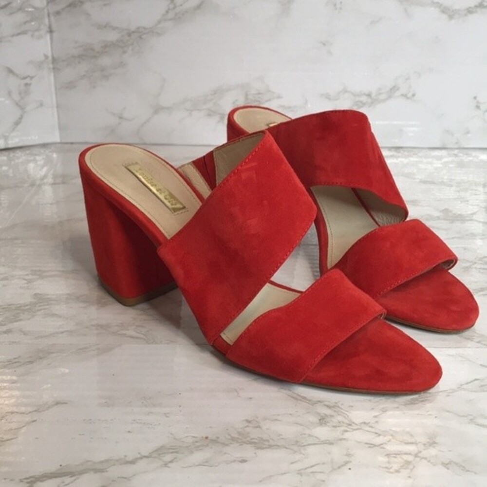 Louise et cie red orange suede strappy block heels  shoes size 8.5m - Picture 6 of 11